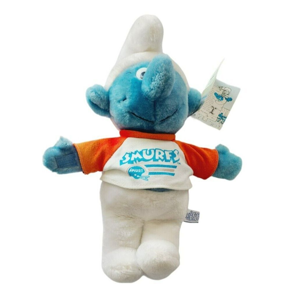 Vintage 1981 Wallace Berrie Football Smurf Plush Toy with Tags Peyo #645